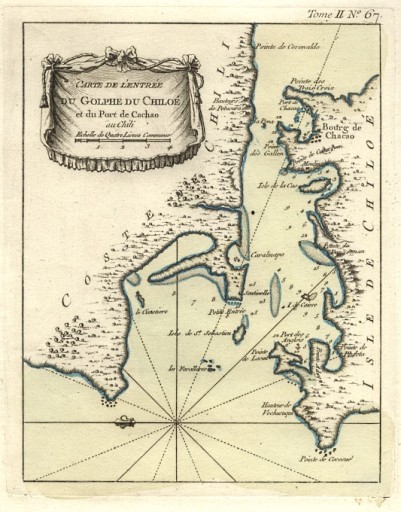 CARTE DE L'ENTEREE DU GOLPHE DU CHILOE. PARIS 1764