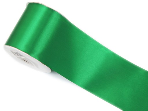 WSTĄŻKA 100mm SATYNOWA tasiemka ZIELONA odcinek 1m