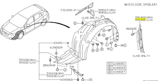 WYCISZENIE BŁOTNIKA LEWE SUBARU IMPREZA ORYG 16-