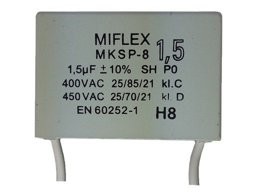 KONDENSATOR rozruchowy MIFLEX 1,5uF 400/450 MKSP-8