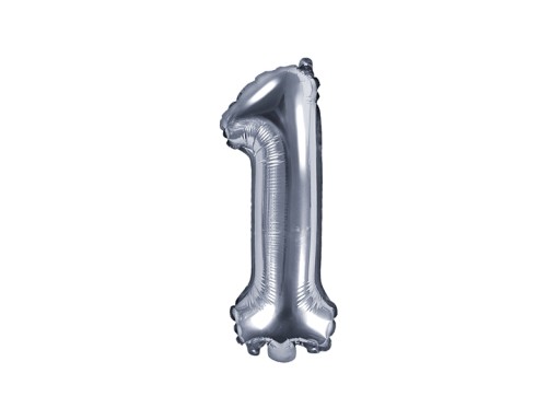 Balon 1 srebrny na Roczek Urodziny 35cm 1szt FB10M