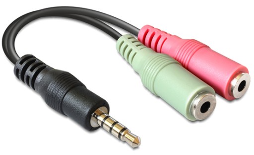 Adapter rozdzielacz rozgałęźnik MiniJack 4PIN M - 2x Mini Jack F DeLock