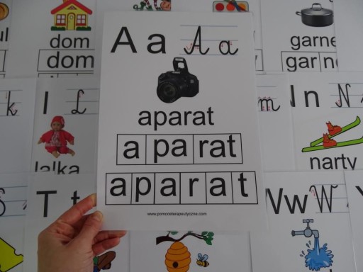 Alfabet karty edukacyjne wer2 z kierunkiem pisania