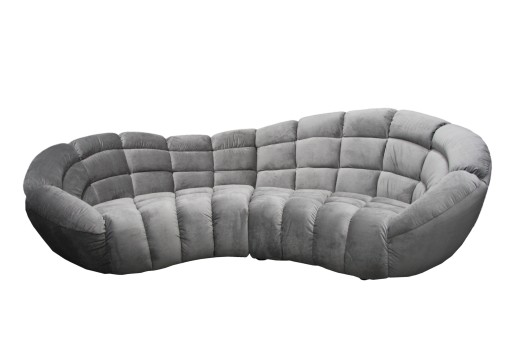 Kanapa Sofa Szara Popiel Owal DUŻA Pikowana Narożnik SASSY RETRO