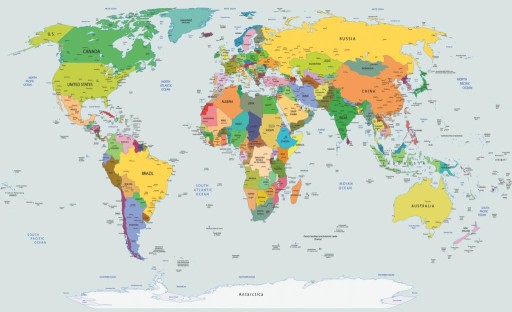 Tapeta fototapeta Polityczna Mapa Świata 368x254cm