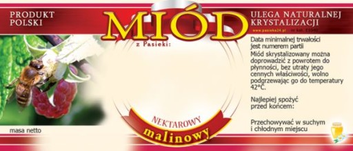 Etykiety na Miód Malinowy (100szt) - wzór E1040