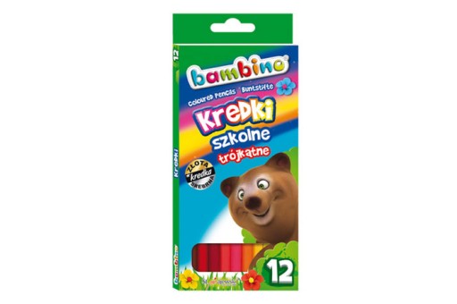 K544 KREDKI TRÓJKĄTNE OŁÓWKOWE BAMBINO 12 KOLORÓW
