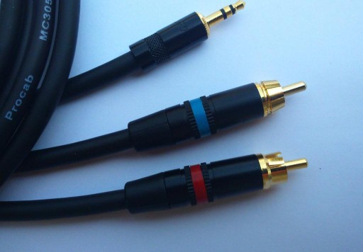 PROCAB kabel /miniJack stereo/2RCA-czincz/ 1m