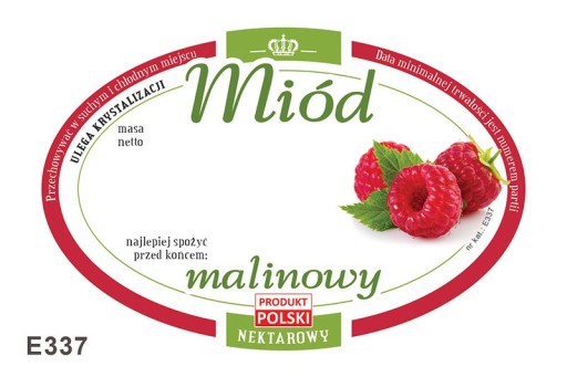 Etykiety na Miód Malinowy (100szt) - wzór E337