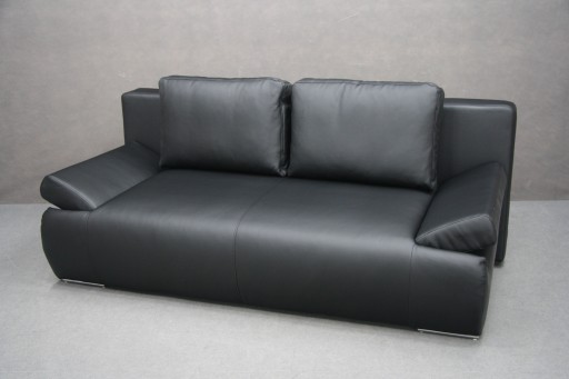 SOFA Rozkładana Czarna Kanapa 160 x 210 cm Duża Skóra Pojemnik LIMA BGM24