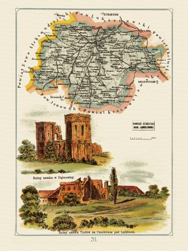 mapa ilustrowana LUBLIN Bazewicz 40x30 cm