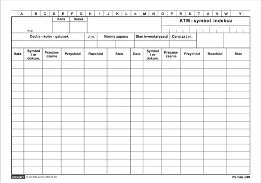 KARTOTEKA MAGAZYNOWA KTM GM-130 A5 50k Emeko 087