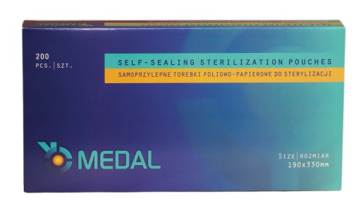 TOREBKI DO STERYLIZACJI NARZĘDZI SAMOPRZYLEPNE 200szt MEDAL 190x330mm