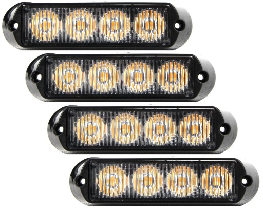 4x STROBOSKOP 4 LED LAMPA OSTRZEGAWCZA 12/24V CE