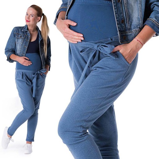 SPODNIE ciążowe dresowe LENA kokarda- XS jeans