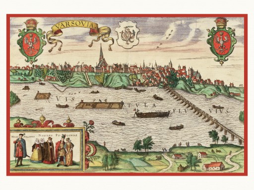 WARSZAWA panorama miasta Braun Hogenberg 1617 r.