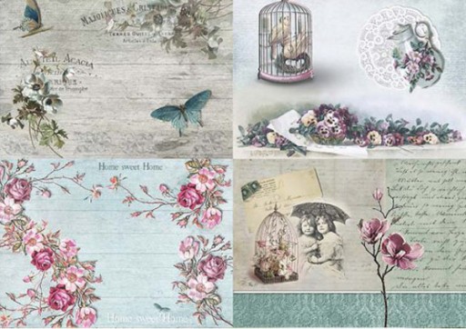 Papier do Decoupage klasyczny MOTYL KWIATY A4 D575