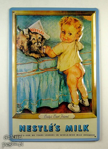 NESTLE - UROCZY BLASZANY PLAKAT Z DZIEWCZYNKĄ