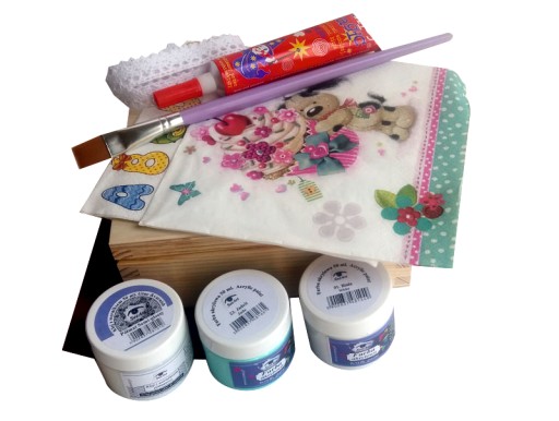 Zestaw startowy decoupage KASETKA KORONKA + GRATIS