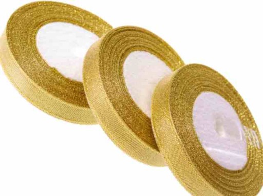 TASIEMKI ZŁOTE SREBRNE WSTĄŻKI BROKATOWE 12mm - 01