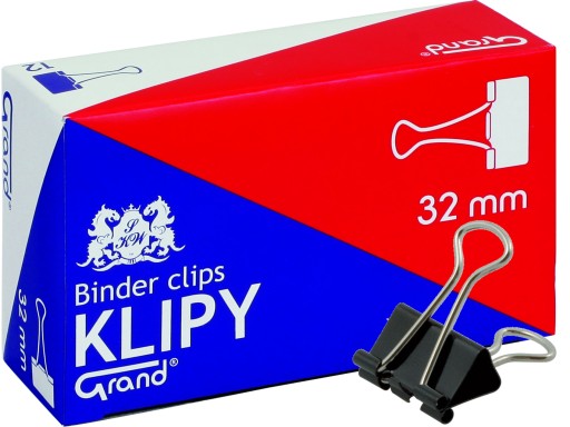 KLIPY BIUROWE DO PAPIERU GRAND 32MM 12 SZTUK