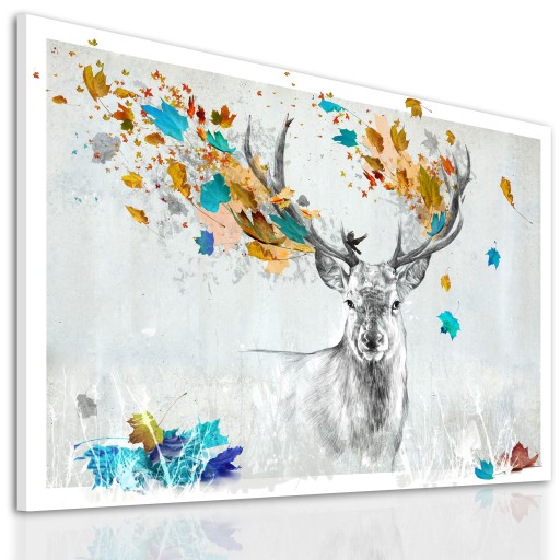 02272 Obraz na płótnie JELEŃ JESIENIĄ 120x80cm
