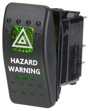 CARLING PRZELACZNIK IP68 WLACZNIK LED 12-24V 20A ZIELONY HAZARD WARNING