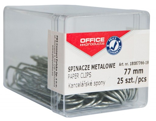SPINACZE METALOWE W PUDEŁKU 77MM 25SZT SREBRNE