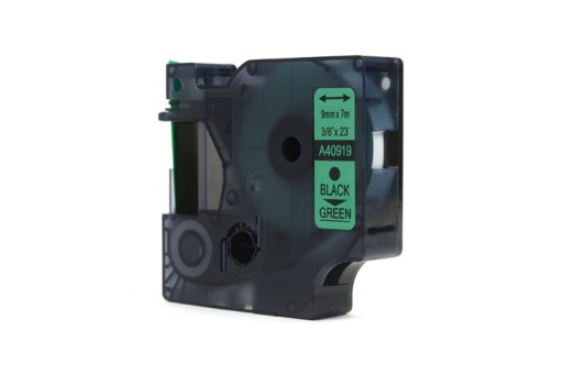 Taśma do Dymo D1 Czarny na Zielonym 9mm x 7m 40919