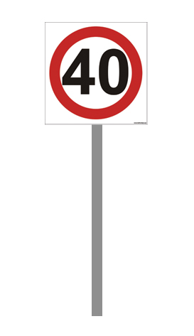 ZNAK 40 km/h OGRANICZENIE PRĘDKOŚCI STELAŻ 30x30 c