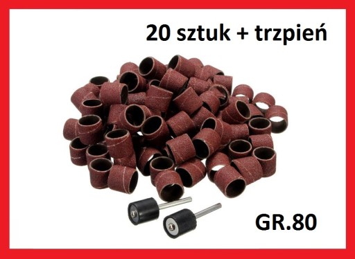 Taśma szlifierska 13 mm gr.80 20 szt + trzpień