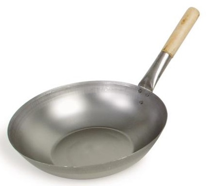 WOK ZE STALI WĘGLOWEJ średnica 35cm - Płaski