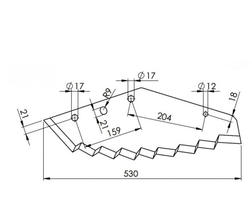 Nóż do paszowozu 530x8 mm, Kuhn- zamiennik