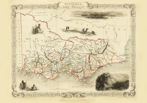 AUSTRALIA WIKTORIA Melbourne mapa ilustrowana 1851