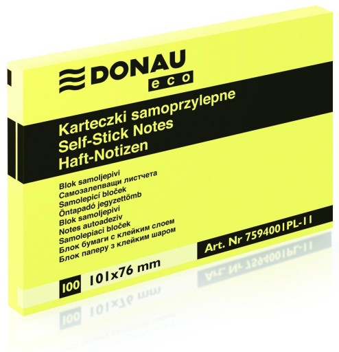 Karteczki samoprzylepne DONAU ECO 101X76 żółte
