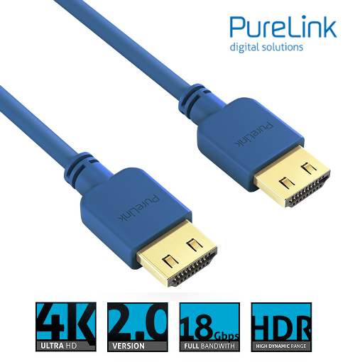 Purelink PI0502-005 markowy kabel HDMI 4K 18Gbps 0,5m giętki niebieski