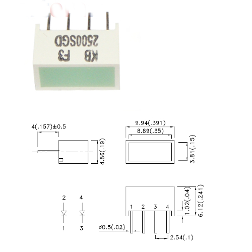 [5szt.] Wyświetlacz pasek LED BAR zielony 8.89x3.81mm