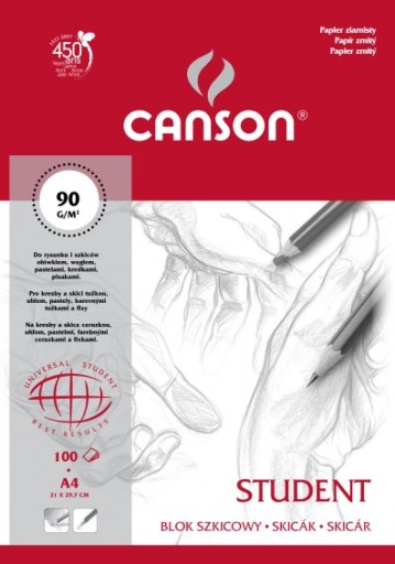 BLOK SZKICOWY CANSON STUDENT A4 90g 100 ark