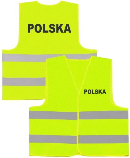 SUPER KAMIZELKA DO AUTA NADRUK POLSKA ŻÓŁTA - 6XL