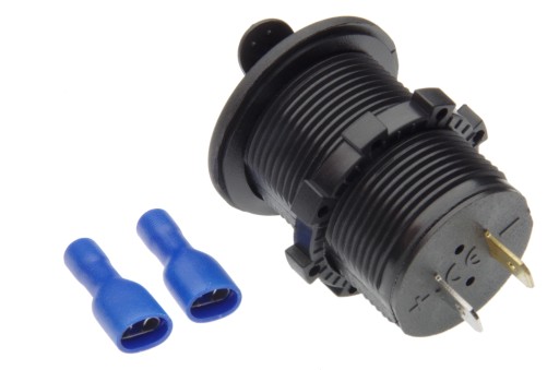 Гнездо, разьемов 2x usb до монтажу в отверстие 29mm 3.1a 5v1 - фото