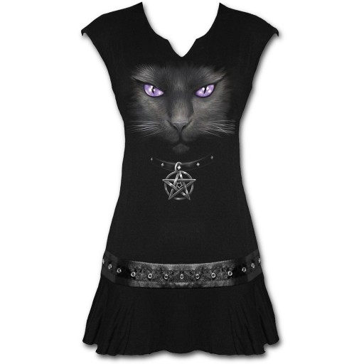 Tunika Šaty SPIRAL black cat GOTHIC veľ.. XL