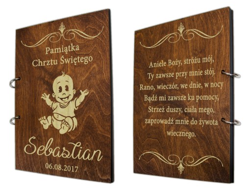 Drewniany Album Na Zdjecia Prezent Chrzest Grawer 6958449174 Allegro Pl