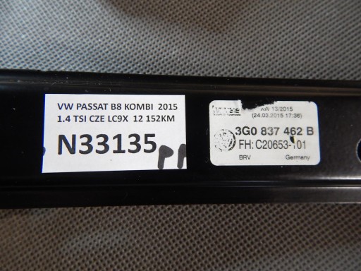 PASSAT B8 mechanism windows right front 3G0837462B