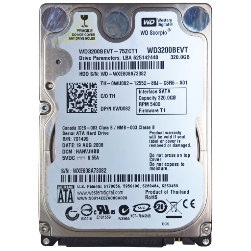 WD WD3200BEVT | 752CT1 | darca XfH