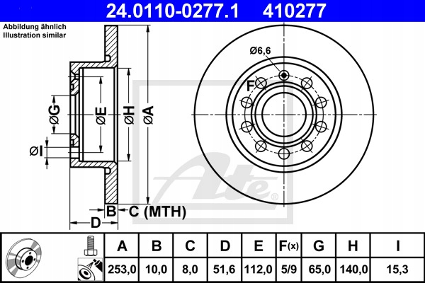 DISQUES SABOTS DE FREIN ATE ARRIÈRE - SEAT ALTEA 253MM photo 2 - milautoparts-fr.ukrlive.com