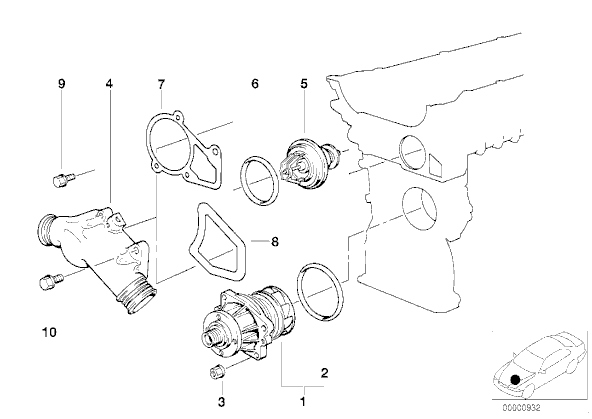 GARNITURE DE THERMOSTAT BMW E34 E36 520I 525I 320 325 photo 4 - milautoparts-fr.ukrlive.com