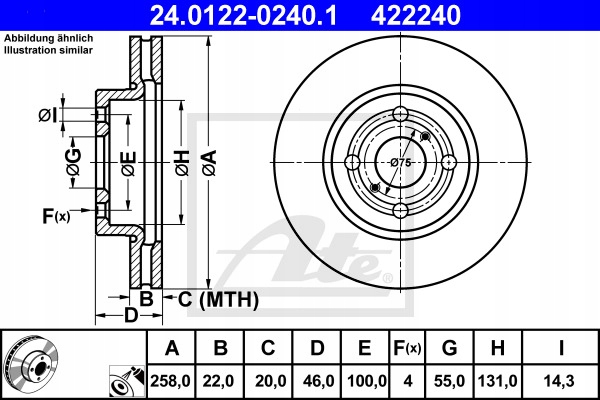 DISQUES SABOTS DE FREIN ATE AVANT TOYOTA YARIS II P13 258MM photo 2 - milautoparts-fr.ukrlive.com