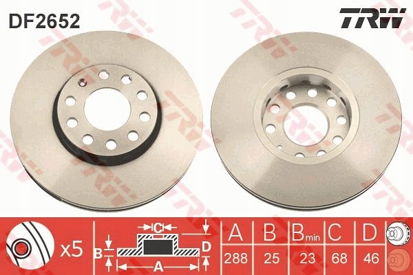 DISCS PADS TRW FRONT - AUDI A6 C5 288MM photo 2 - milautoparts-fr.ukrlive.com