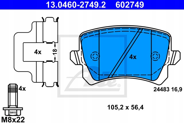 DISCS PADS ATE REAR - SEAT TOLEDO III 282MM photo 3 - milautoparts-fr.ukrlive.com