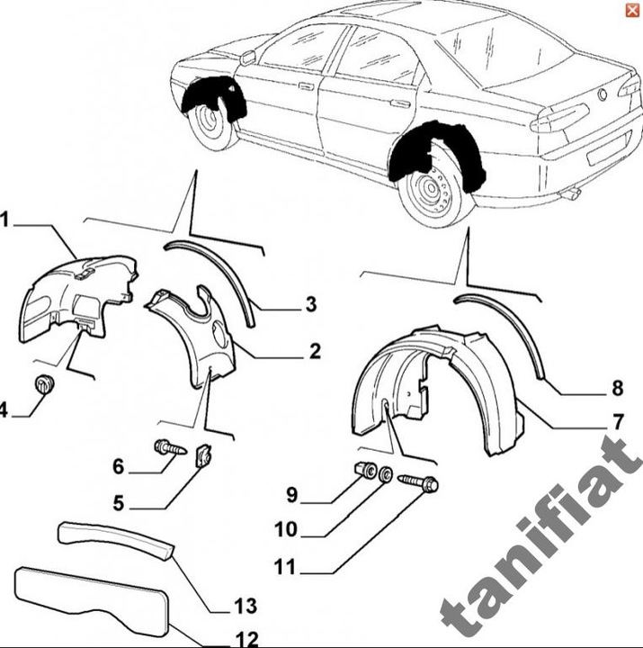 ALFA ROMEO 166 RANTOWKA FACING, PANEL PROTECTION MUDGUARDS PRZO photo 5 - milautoparts-fr.ukrlive.com